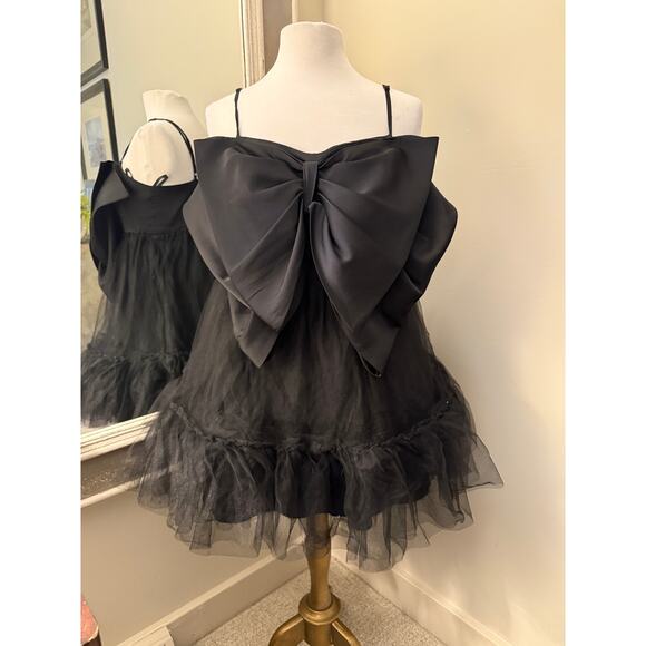 Anthropologie Hutch Take A Bow Black Tulle Mini Dress Glam Party Cocktail 10 - Picture 2 of 11